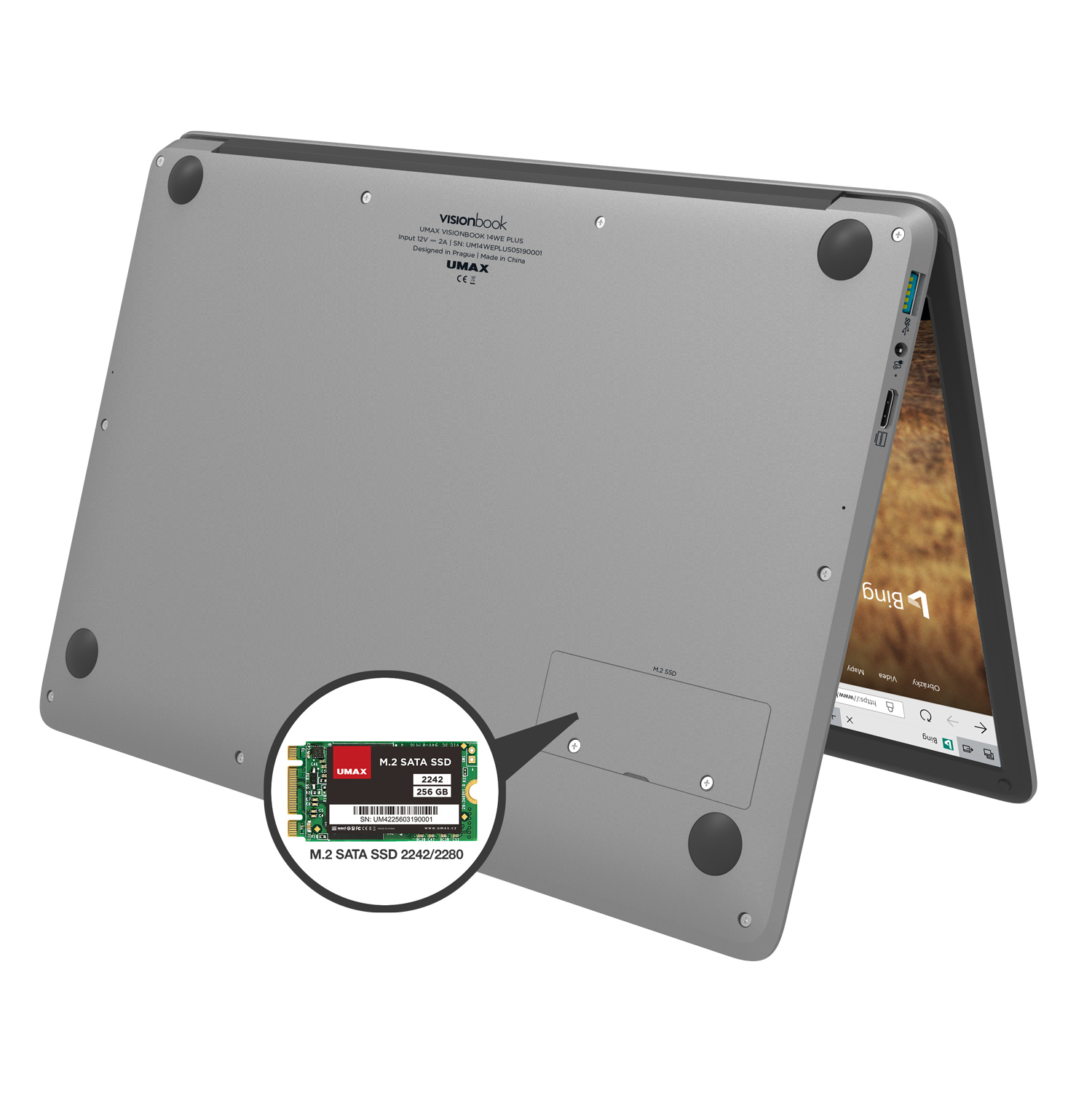 Notebook UMAX VisionBook 14We Plus šedý gray